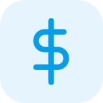 optimize-profit Blue dollar sign icon on a pale blue circular badge, representing money or pricing.